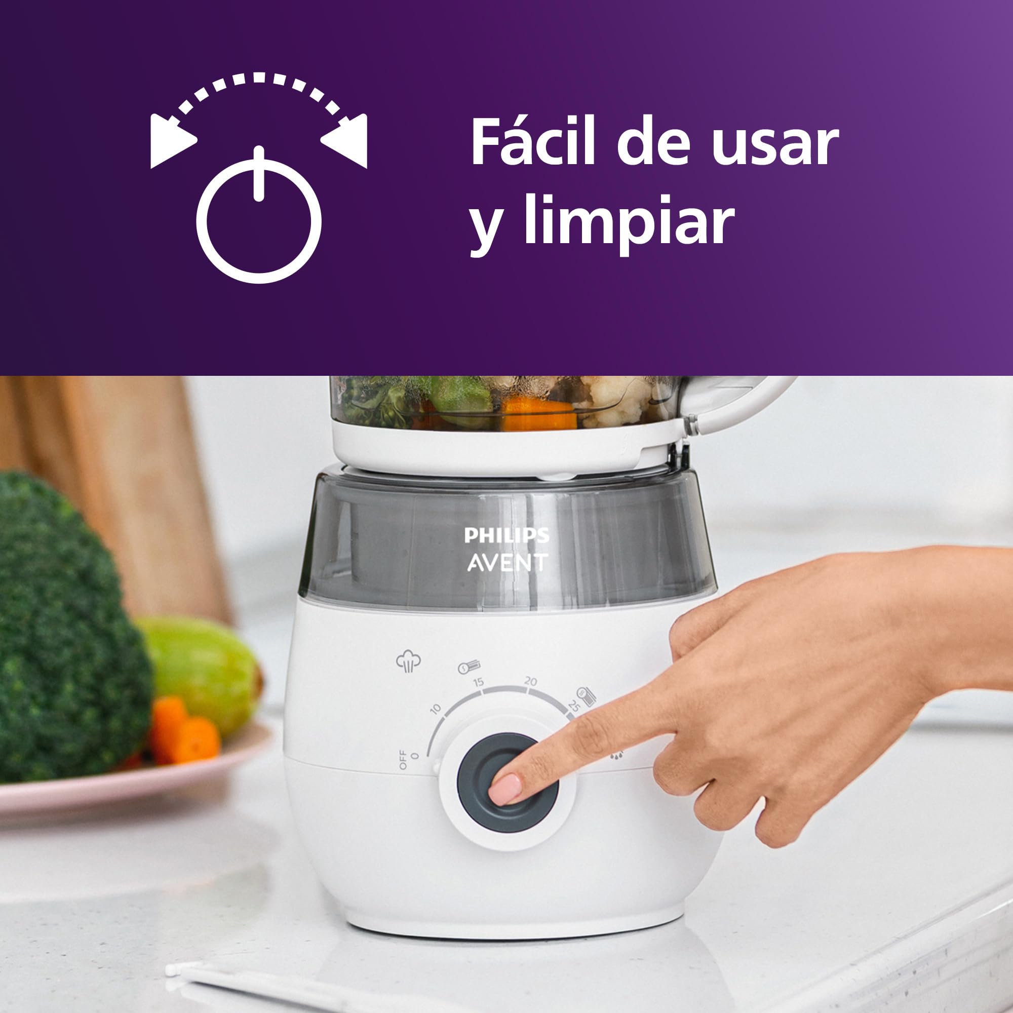 Philips Avent set de regalo de batidora con vaporera: robot de cocina infantil 4 en 1, cocine al vapor, bata, descongele y vuelva a calentar la comida, con vasos de almacenamiento y tapas, SCF883/20