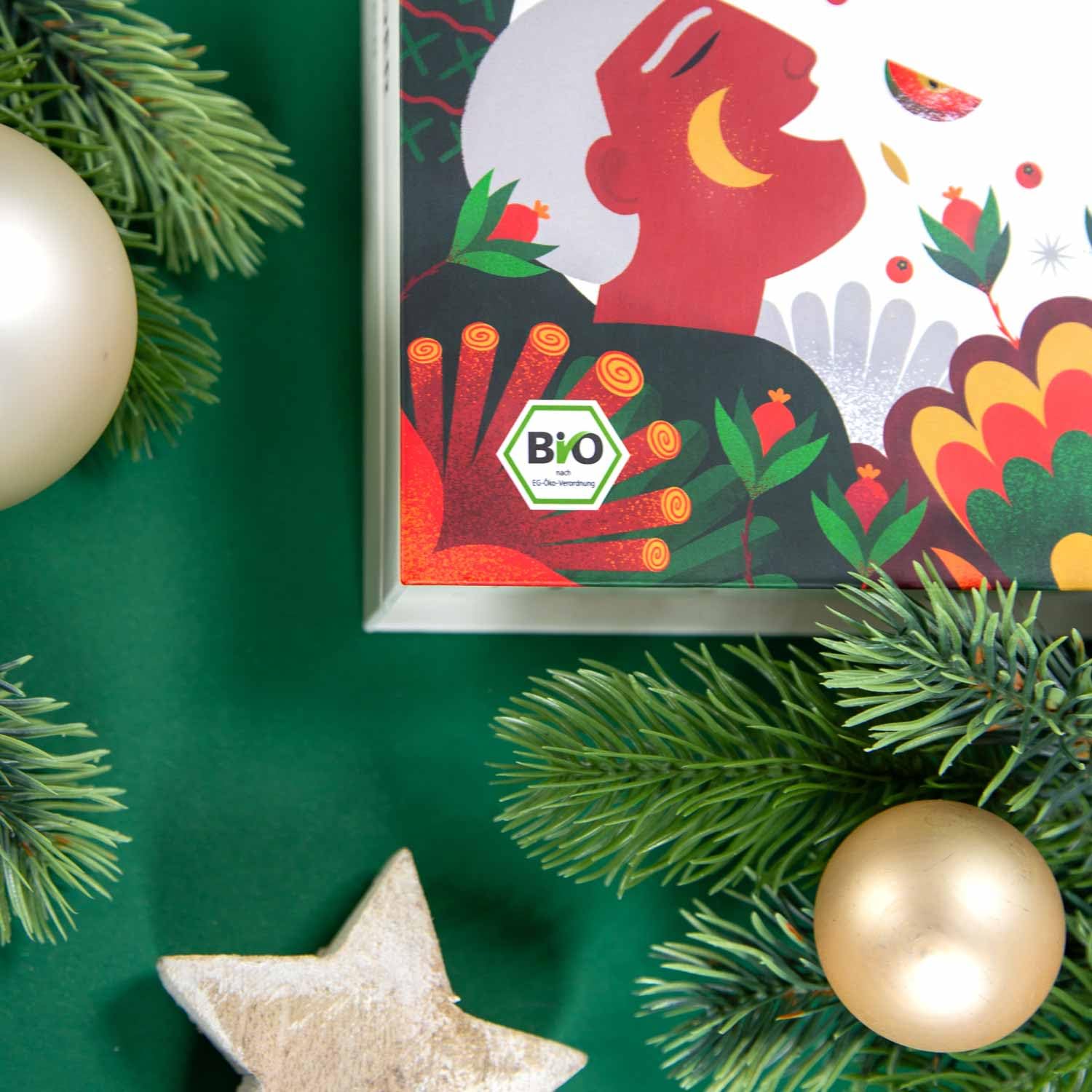 ETS - BIO Teebuch Tee Adventskalender, 24 x Chai, Früchtetee, Kräutertee & Highlights | Großer Buch-Adventskalender mit kompostierbaren Pyramidenbeutel