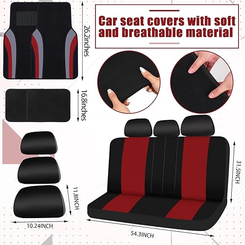 Miniatura 14 de Fabbay Juego completo de 21 fundas de asiento de automóvil, fundas para volante, reposabrazos y cinturón de seguridad, alfombrillas para cinturón