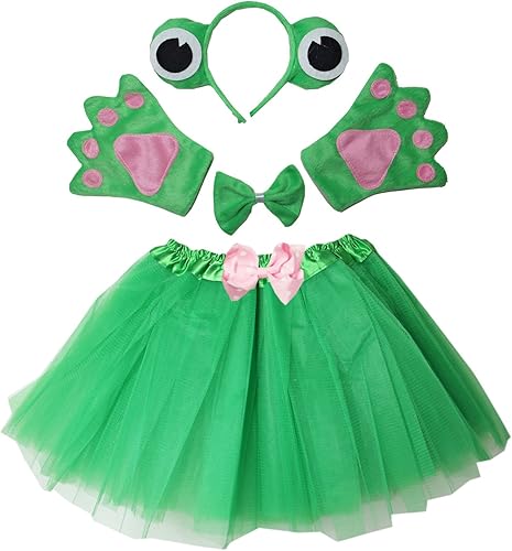 Kirei Sui Kids Animal Costume Green Frog Tutu Ear Headband Bow Tie Tail Paws