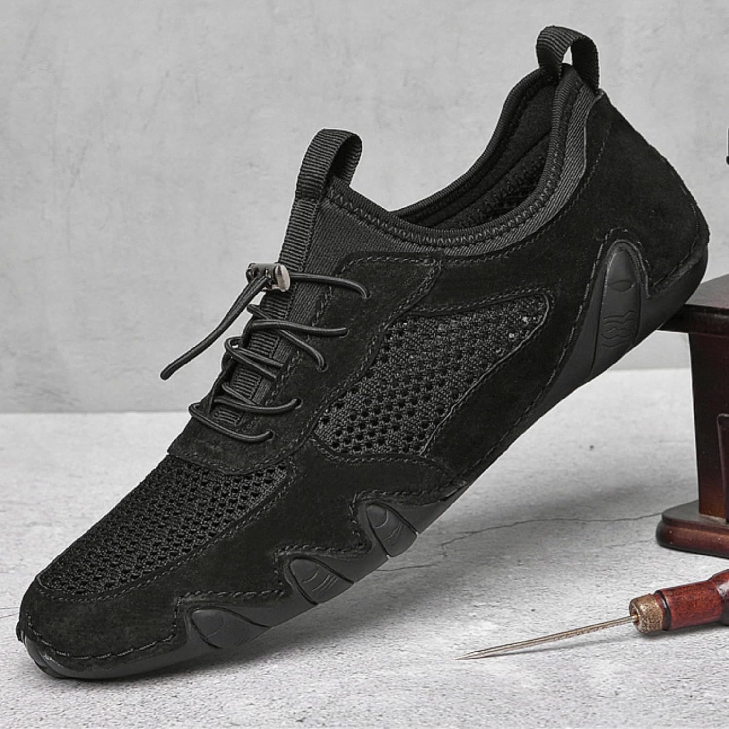 OJPO Driving Shoes for Men Breathable Mesh Men's Casual Shoes Slip On Fashion Comfortable Handmade - Image 3