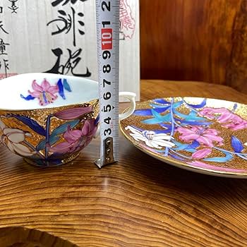 Amazon.co.jp: 有田焼 金龍窯 江口天童 コーヒーカップ 金彩花絵