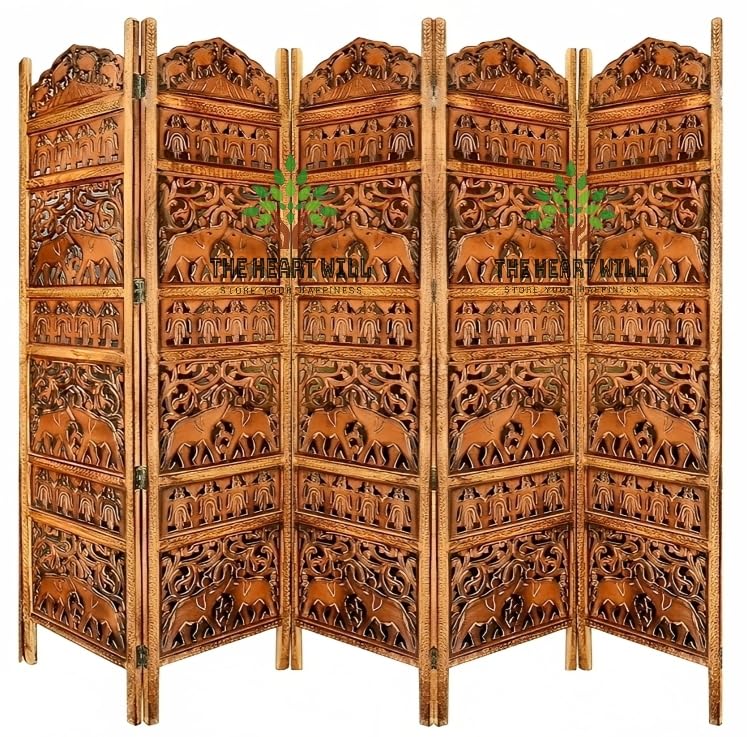 Buy THEHEARTWILL® Elephant Design Wooden partition for Living Room