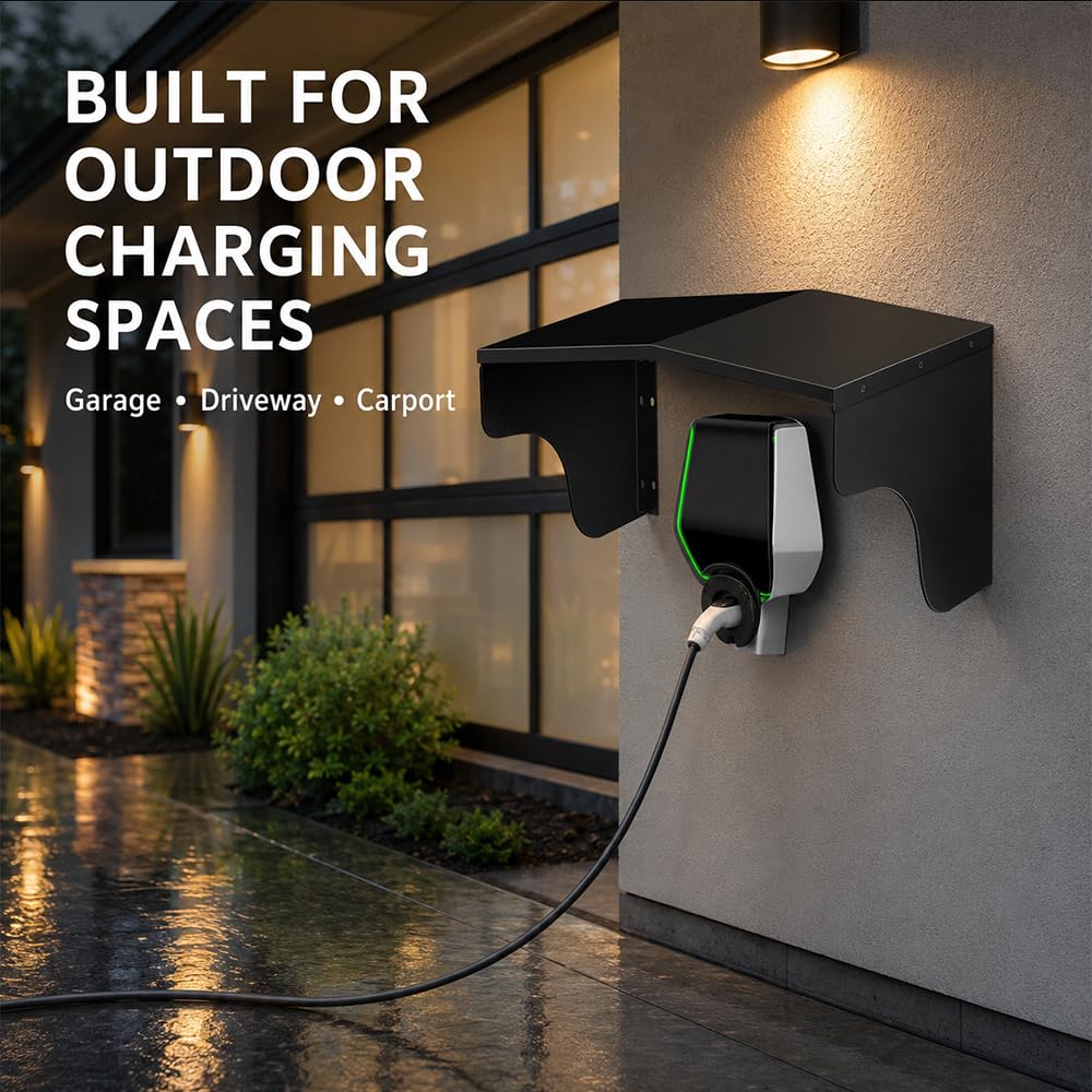 Cubierta Estación Carga Coche para MG HS Plug-In Hybrid 2021-2026, Intemperie Dosel Resistente Montado Pared Protector Estación