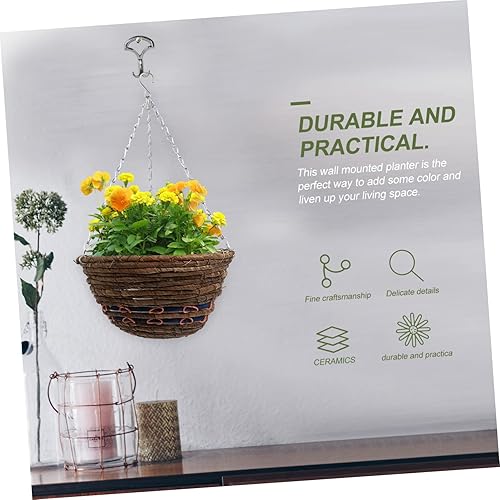 Miniatura 2 de 1 cesta tejida de sauce para montar en la pared, redonda natural, decoración de pared bohemia para el hogar, ideal para plantas decorativas y