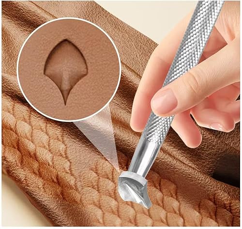 Miniatura 8 de Herramientas de estampado de cuero para manualidades de cuero, herramienta de sello de cuero con patrón de escamas de dragón con acero inoxidable 304