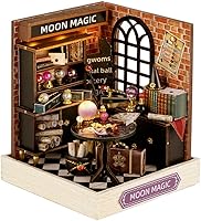 Vista 13 de CUTEROOM Juego de bricolaje para casa de muñecas en miniatura con muebles de madera, kit de casa de madera con cubierta antipolvo y luz LED