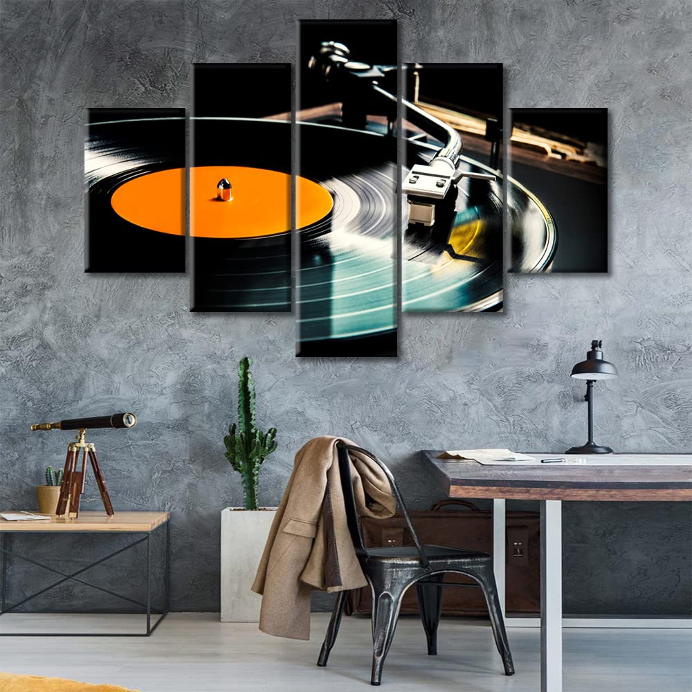 Amazon.com: TUMOVO 5 Piece Wall Art Vintage Record Player Wall Artwork ...