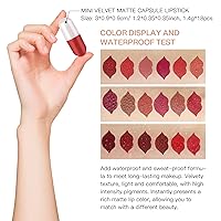 Vista 8 de Labiales de 18 colores de pastillas de cápsula, mini lápiz labial, juego de lápiz labial mate de larga duración, tinte de labios – Labiales Mate 24