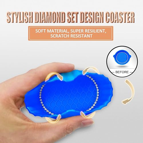 Miniatura 6 de Portavasos para automóvil, antideslizantes, con diamantes de imitación de cristal, posavasos antideslizantes y duraderos, inserto universal para