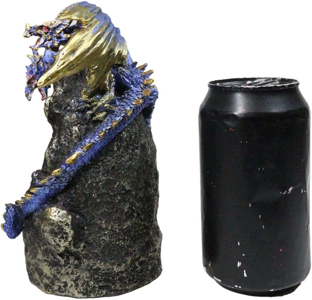 Ebros Gift Blue Azurite Quartz Dragon Climbing On Faux Geode Crystal Gemstone Quarry Mountain Cave Backflow Incense Burner Figurine 7" H