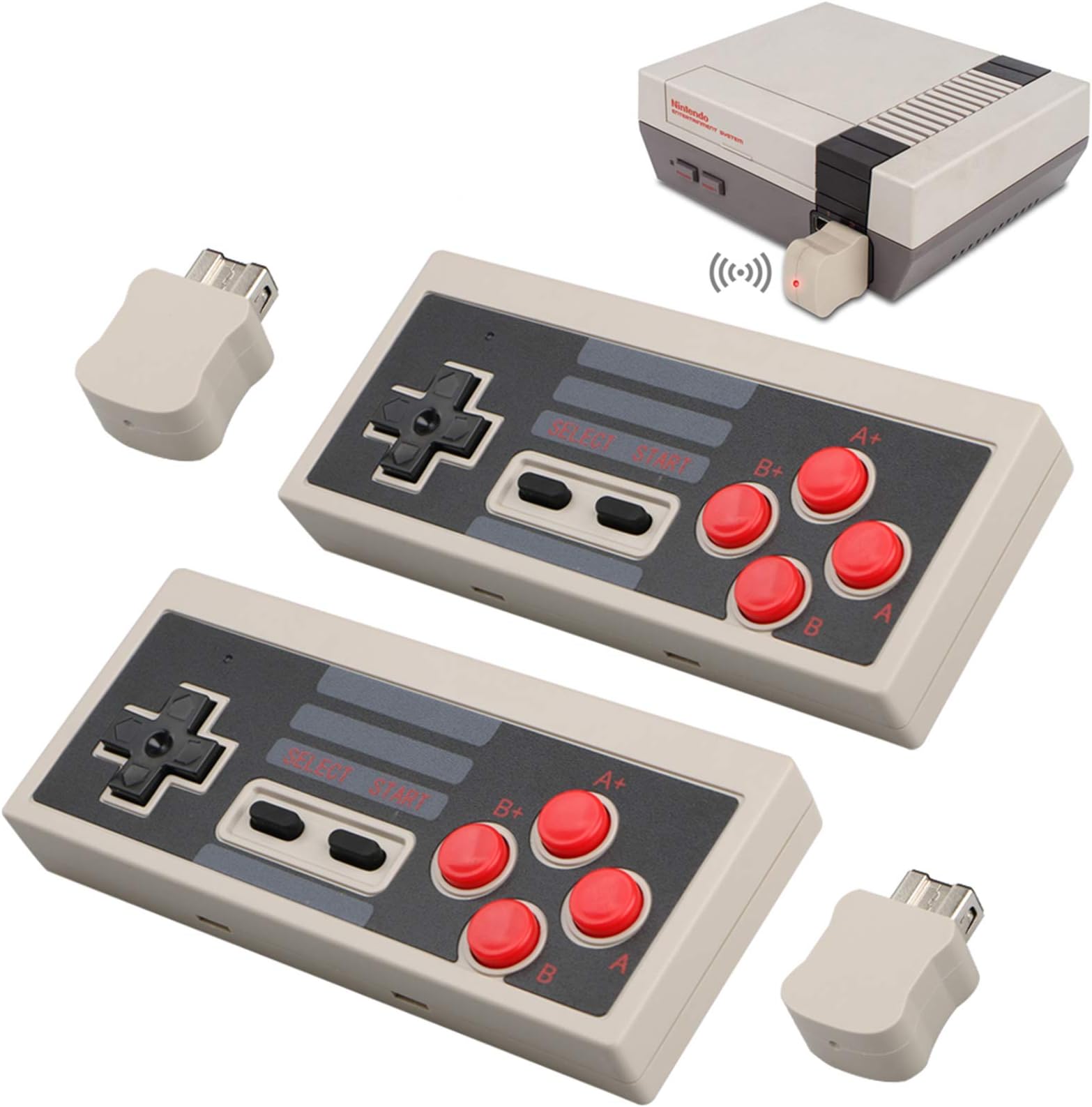 2pcs Wireless Game Controller for NES Classic Edition, NiceCo 2.4G No-Wired Gamepad Joypad with Receiver for NES Classic Gaming System Console (White)