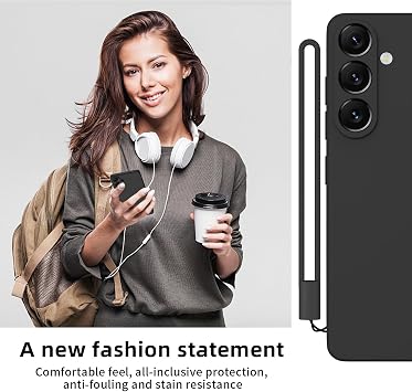 KPPIT Silikon Hülle für Samsung Galaxy A57 5G Hülle mit Microfiber[Handyhülle mit Lanyard] Ultra Dünn Kratzfeste Rundumschutz Schutzhülle Cover für Samsung Galaxy A57 CaseSchwarz