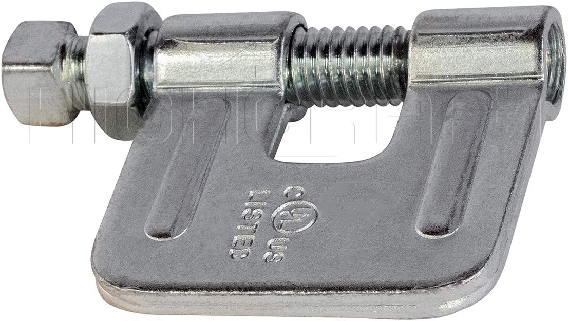 Highcraft DMDN-HF38-10 C-Clamp Beam Rod Anchor- Wall Ceiling Mount Vertical Piping Support- Clamp for Copper, Steel, PVC Tubing, 3/8 in., Electro Galvanized Steel (10 Pack)