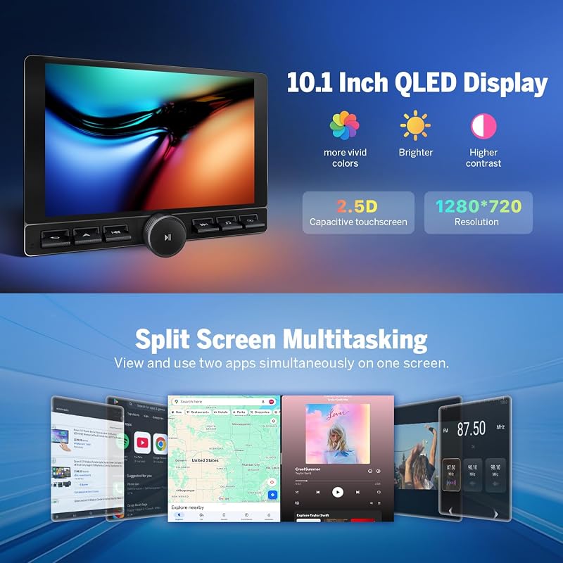 Eonon UX6K-PRO-MAX 10,1" Android 13 Autórádió 8+128GB 4G GPS Navigáció CarPlay Osztott Képernyő Bluetooth WiFi DSP Tolatókamerával Volkswagen