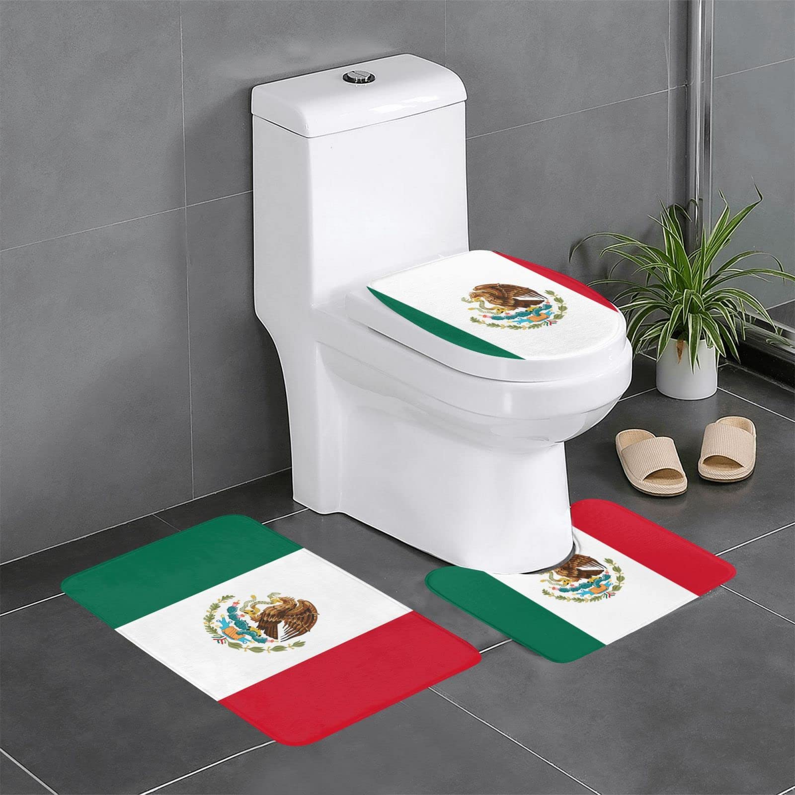 Tapis de salle de bain contour et couvercle de toilette Mexique set de 3 tapis antidérapants
