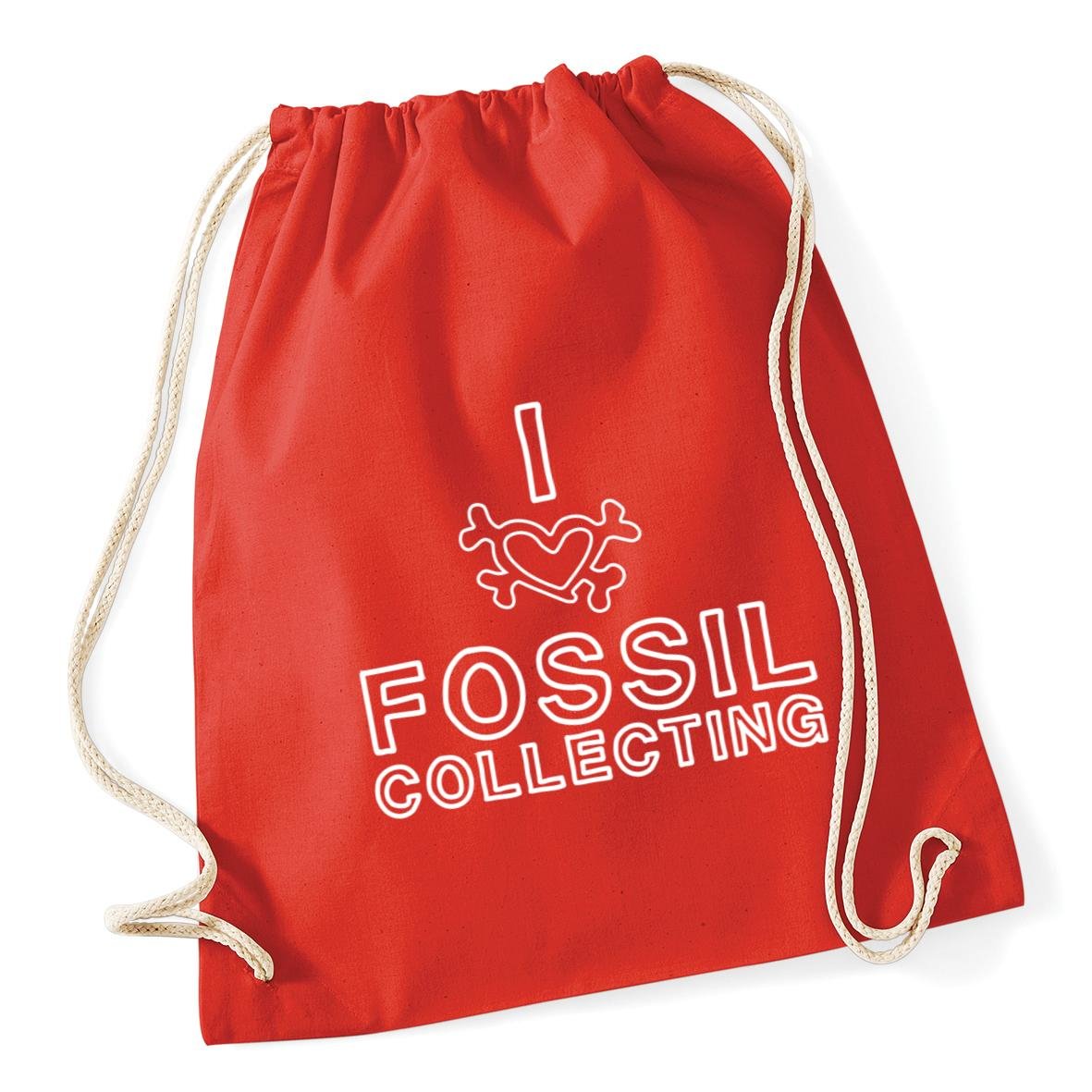 Hippowarehouse I Love Fossil Hunting Drawstring Cotton School Gym Kid Bag Sack 37cm x 46cm, 12 litres