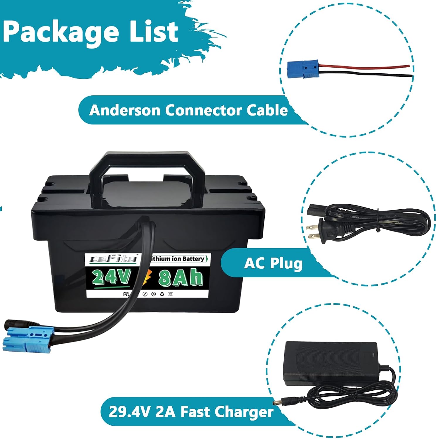 24V 8Ah Lithium Battery 24Volt Kids Ride-On Cars & Toy Cars Replacement Battery, Compatible with 24 Volt Dynacraft Realtree UTVs, 2A Fast Charger 30A BMS(24V 8AH)