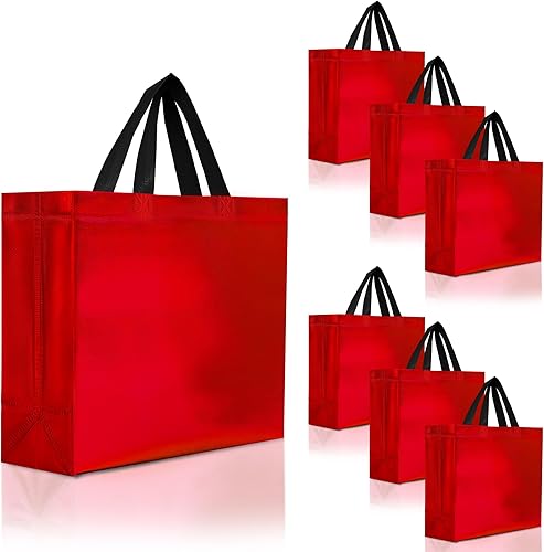 Nush Nush Bolsas de regalo de color rojo brillante de gran tamaño  Juego de 30 bolsas de regalo grandes reutilizables grandes rojas con asas  Bolsa