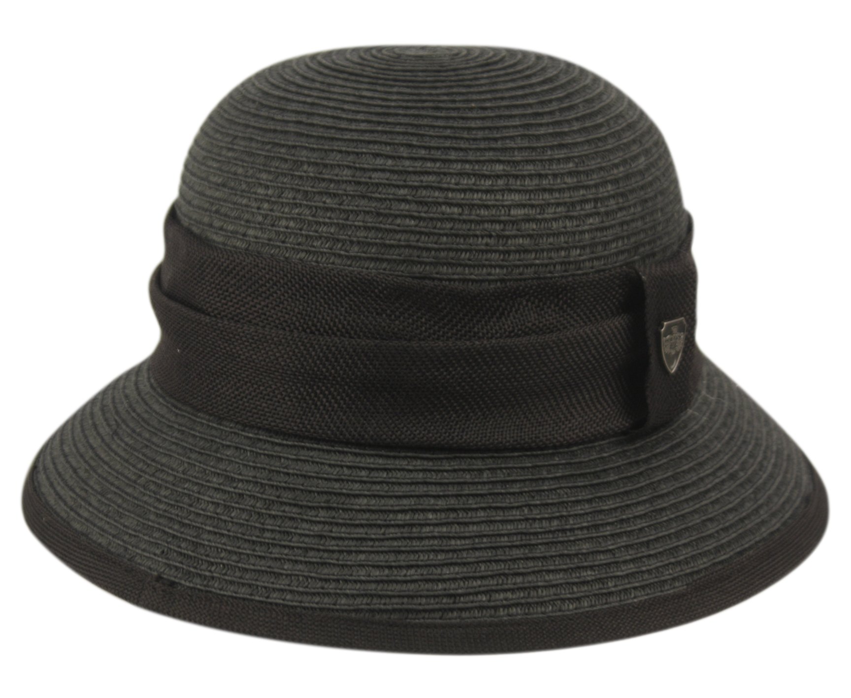 Womens Gatsby Linen Cloche Hat With Lace Band And Flower 
