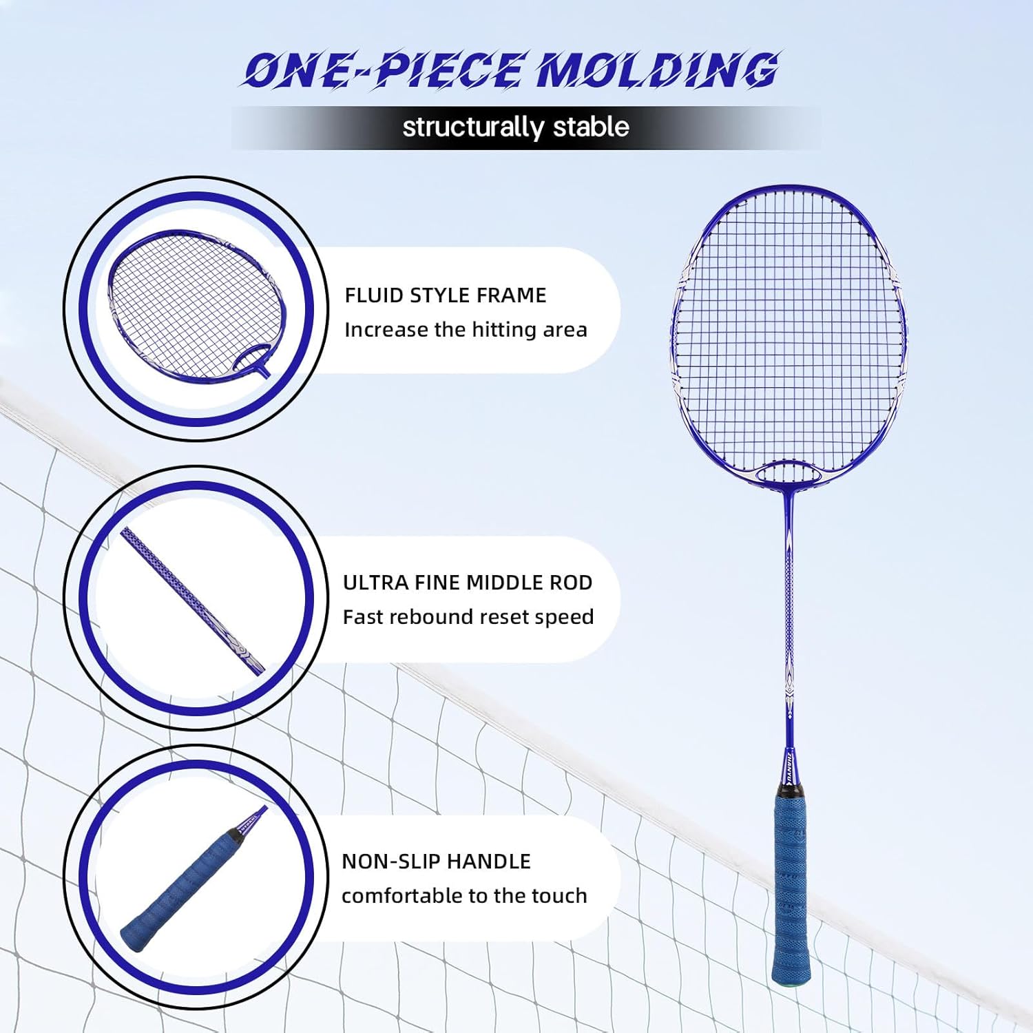 Badminton Racket,Ultra-Lightweight All Carbon Offensive Professional Badminton Set (82g),Comprising Two Rackets,Two Shuttlecocks and One Ball Bag,Ideal for Outdoor Competition