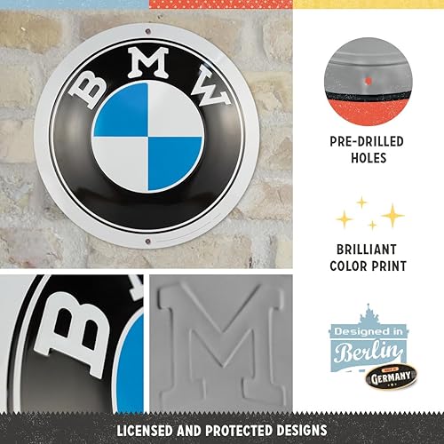 Miniatura 3 de Nostalgic-Art Letrero de lata retro, 13.4 x 13.8 in, producto oficial de licencia (OLP), BMW  Logo  Idea de regalo para los fans de BMW, hecho de
