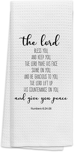 Miniatura 5 de TUNW - Toallas de cocina con temática cristiana de 16 x 24 pulgadas, versículo bíblico de las Escrituras Isaías 4110, suaves y absorbentes, toallas