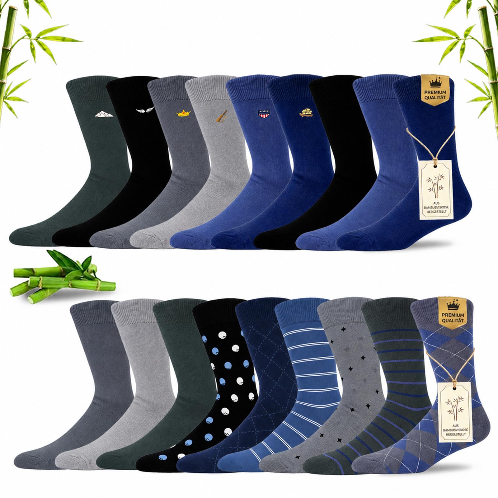 MAKABO Lot de 6 paires de chaussettes mollets pour homme, en viscose de