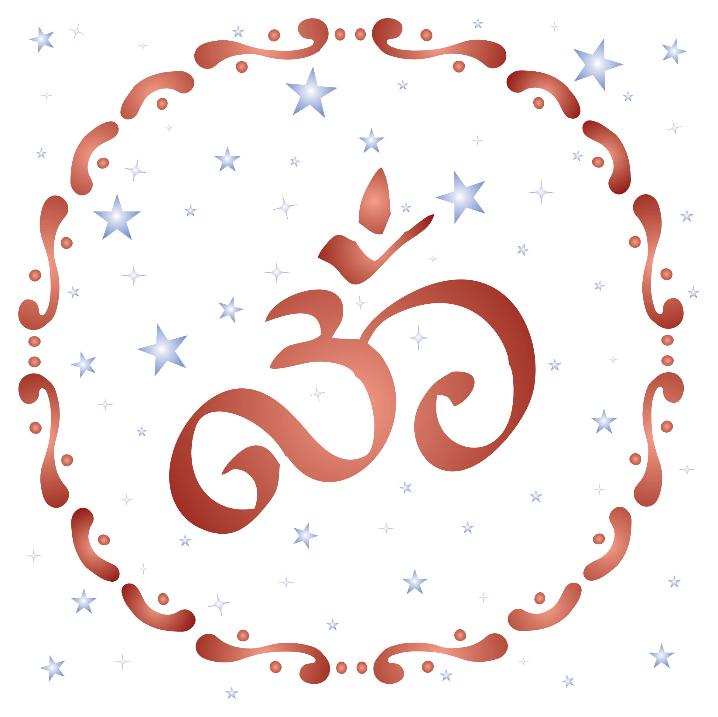 Starry OM Stencil, 35.56 x 35.56 cm (L) - AUM Indian Mantra Sanskrit Hindu Spiritual Stencils for Painting Template