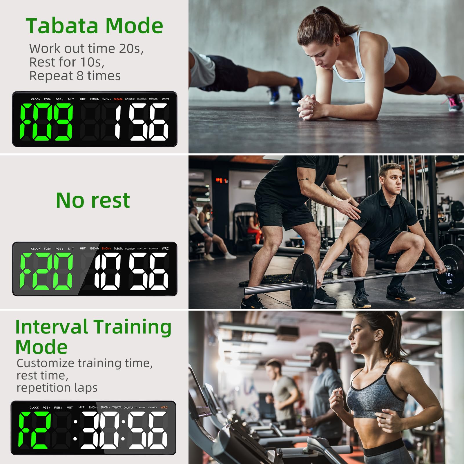 Timer da Palestra, LED Timer Allenamento a Intervallo, 16.5'' Grande Orologio da Parete Digitale con COUNTDOWN/UP Cronometro, Formazione Orologio con Telecomando per Casa Garage