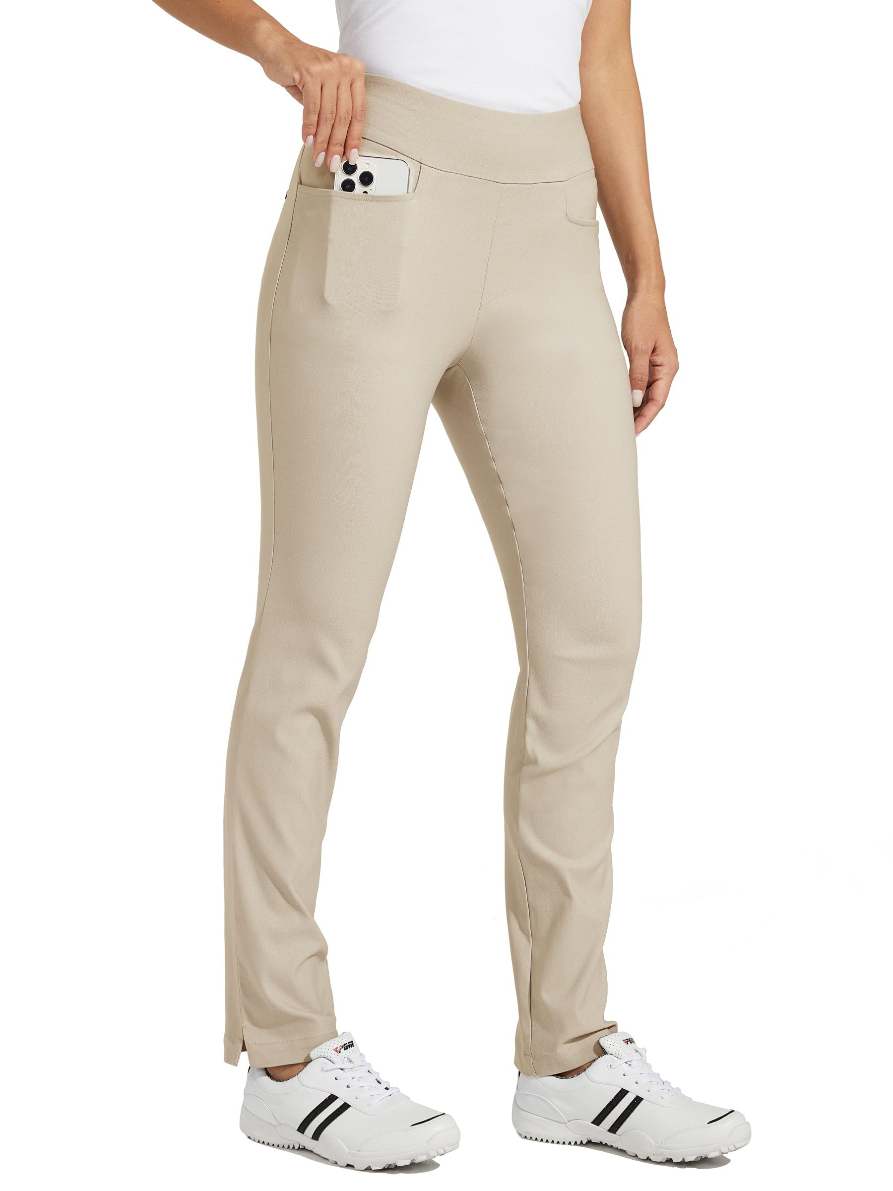 WILLIT Pantalones de golf para mujer, elásticos, ligeros, de secado rápido, para exteriores, resistentes al agua
