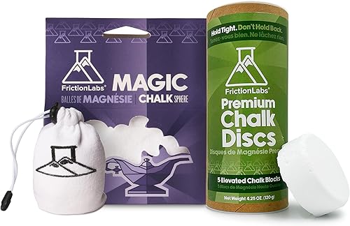 Friction Labs Magic Ball + Chalk Disc Bundle  Tiza de escalada premium, tiza de gimnasio y tiza de levantamiento de pesas para agarre, manos secas y