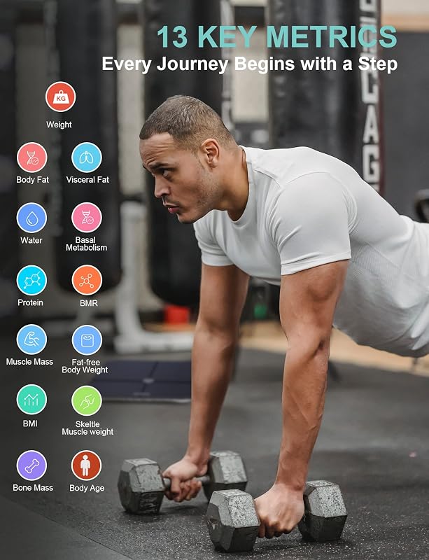 Healthkeep digitális testösszetétel-elemző mérleg, okos skála iOS/Android alkalmazással, 180 kg-ig