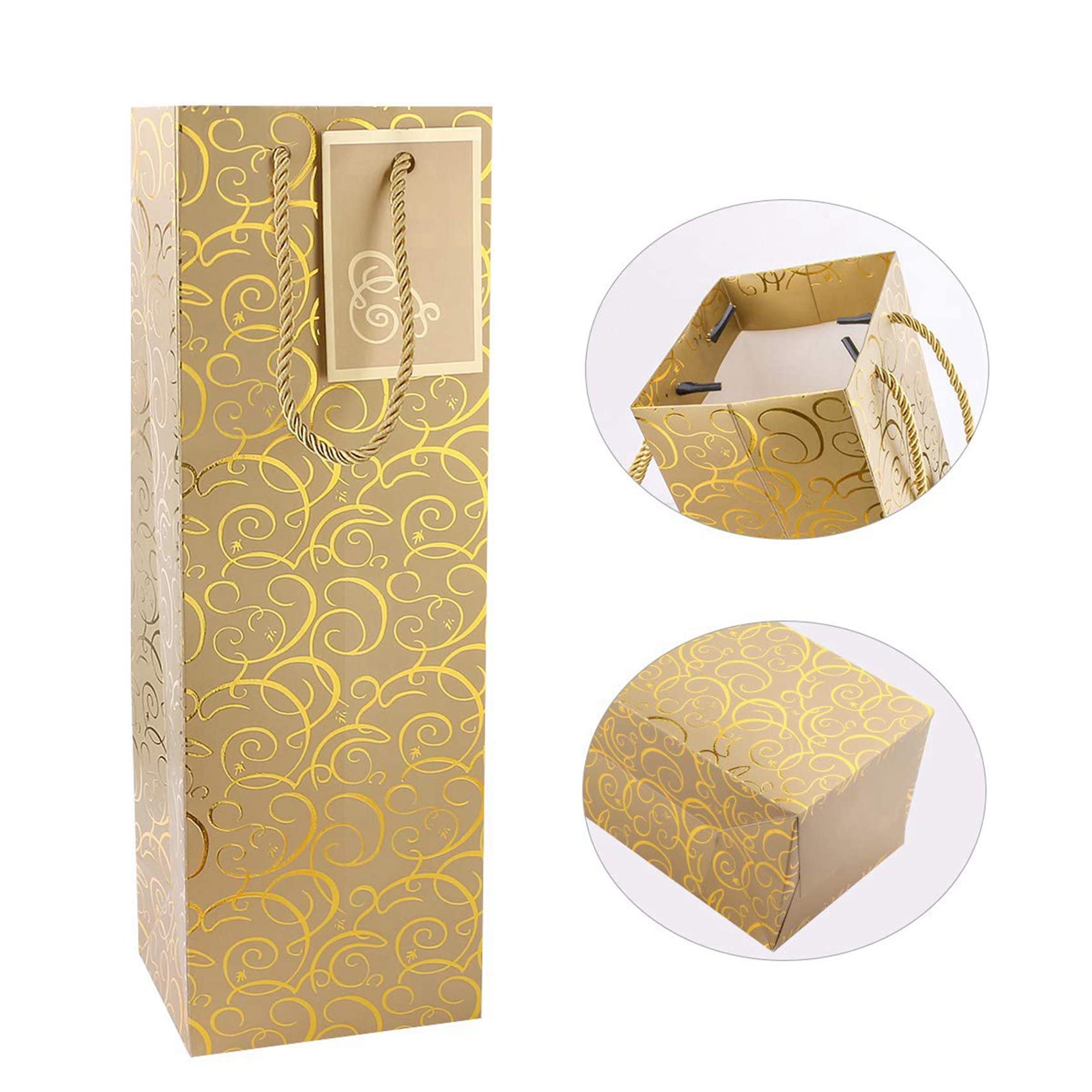 Confezione da 50 sacchetti per vino in carta con manici, singola bottiglia di carta per vino, per Natale, feste, shopping, merchandise al dettaglio