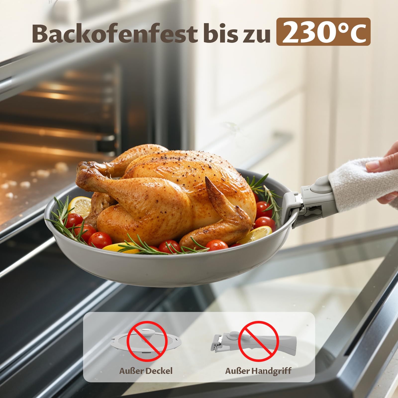 BLAZANT Topfset mit Abnehmbarer Griff, 7-Teilig Topf und Pfannenset, Keramik Antihaft Pfanne, Molekulare Induktionsboden, Wohnmobil Kochgeschirr Set für Camping,PTOA/PTFE-frei, Stapelbar Platzsparend
