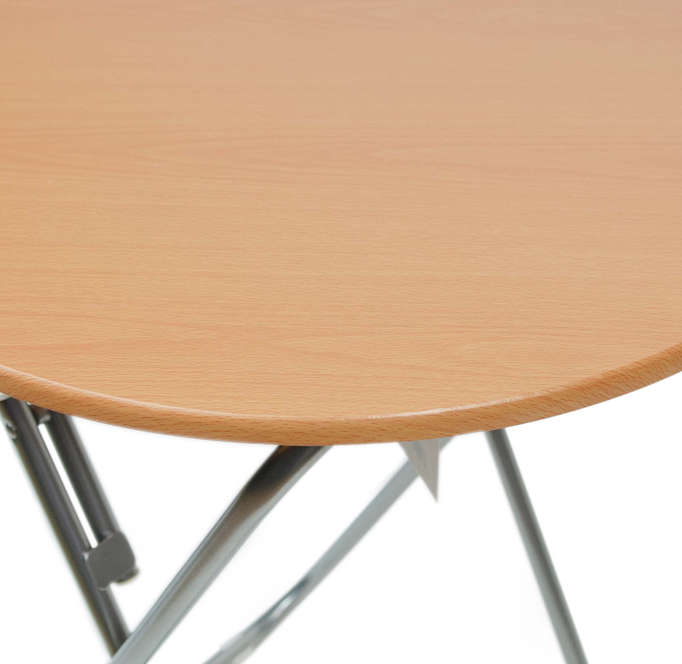 THE SECRET HOME - Mesa Redonda Plegable - Color Madera Natural - Diámetro 100 cm x Alto 70 cm - Mesa Portátil de Madera - Ideal para Cocina, Terraza o Jardín