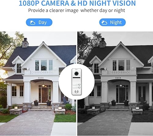 Miniatura 7 de Sistema de video portero de apartamento con cable, 2 unidades de 7 pulgadas, monitor táctil inalámbrico, sistema de timbre de video WiFi, kit de