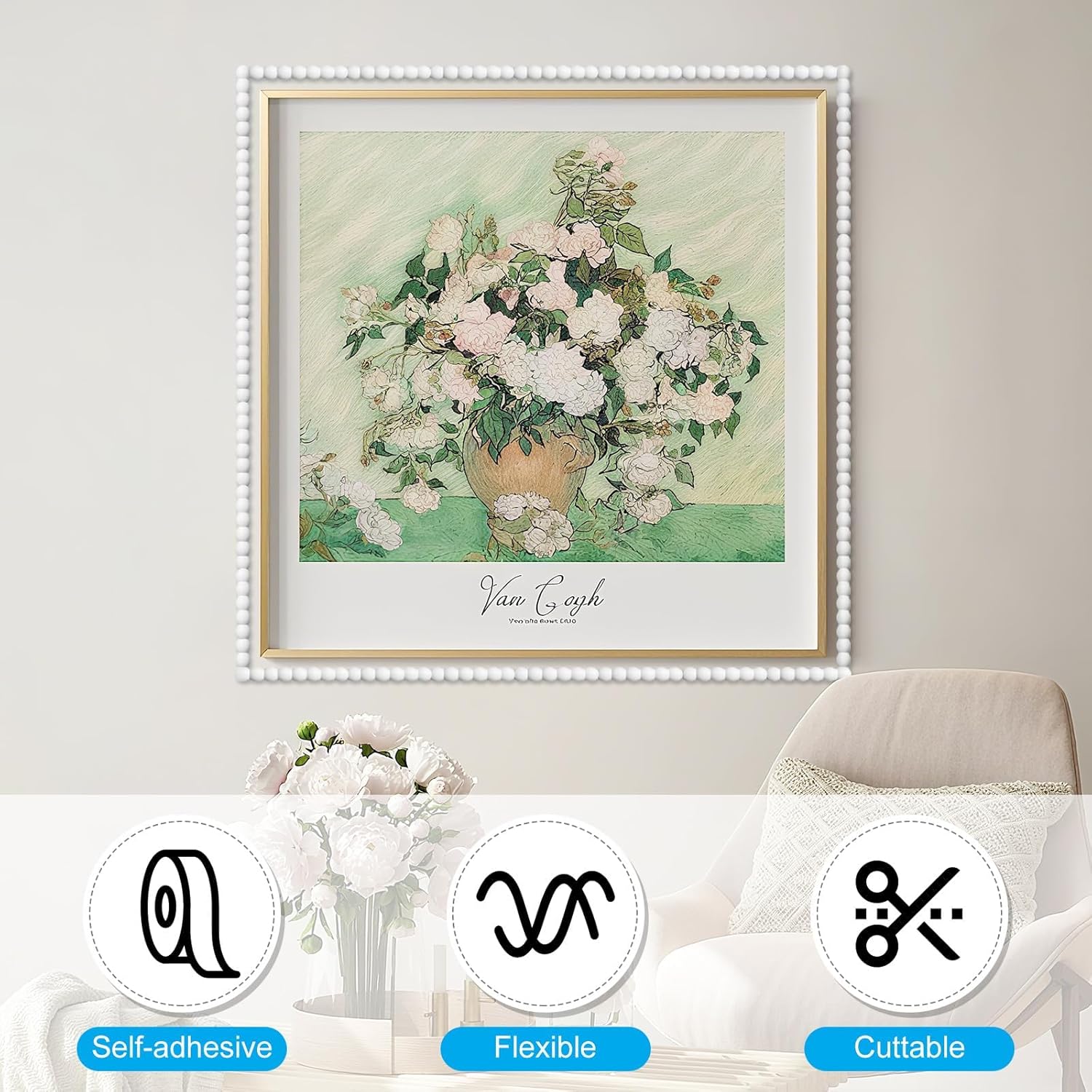 Flexible Peel and Stick Wall Molding – 10ft Adhesive-Backed Decorative Bead Trim for DIY Installation, Idear for Mirror Frames TV Surrounds Cabinet Edging Ceiling Accents Wall Panel Borders Backsplash - Image 5