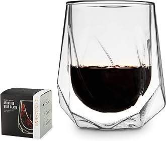 Viski Alchemi Aerating Wine Glass, Double Walled Tasting Tumbler for Red Wine, Enhances Aroma & Flavor, Elegant Modern Glassware, Home Bar Essentials, 8 oz, Set of 1