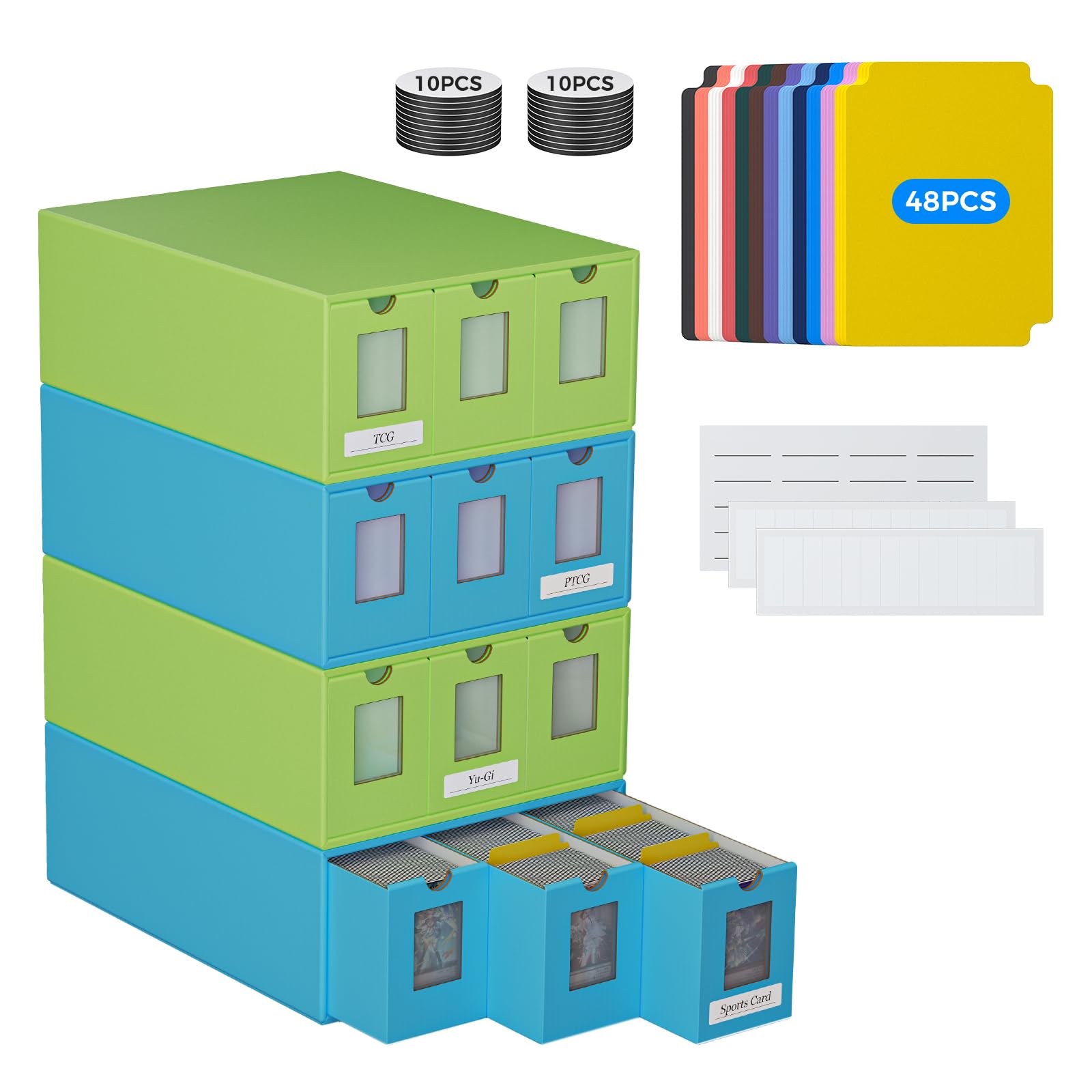 Boîte de rangement pour cartes à collectionner 12000+, boîte en carton pour jeux de cartes avec 48 séparateurs,boîte de collection pour cartes à collectionner adaptée aux jeux TCG, PTCG, MTG