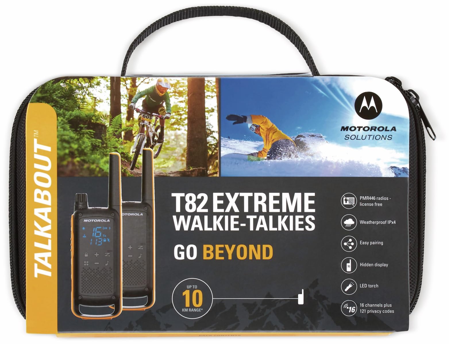 Motorola T82 Extreme Krótkofalówka, Czarny/Pomarańczowy, 2 Sztuki