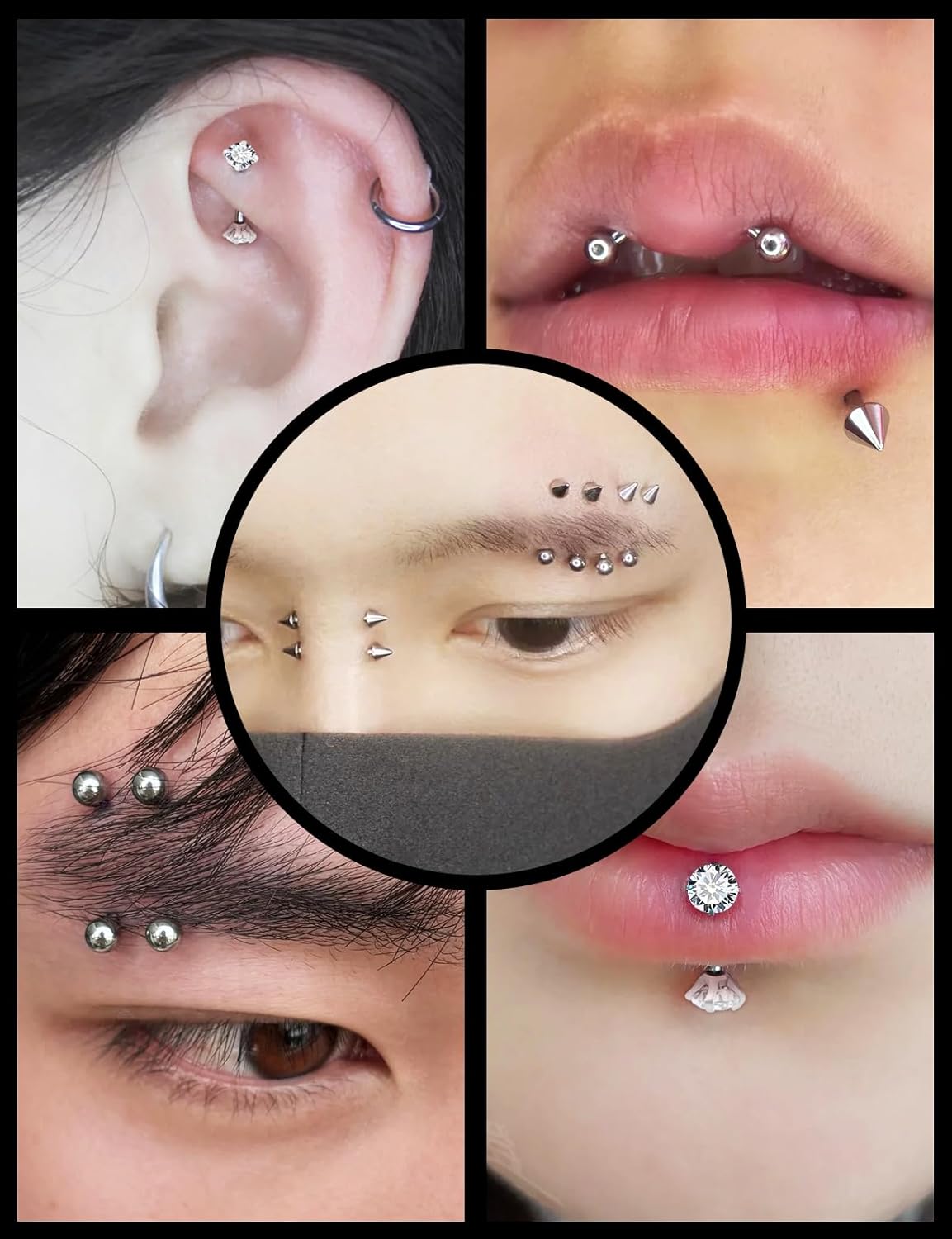 Internal Thread Eyebrow Piercing Jewelry Surgical Steel Curved Barbell Tiny Eyebrow Ring Vertical Labret Lip Jewelry Ear Rook Small Belly Button Ring for Women Men 16g 6mm/8mm/10mm/12mm - Image 4