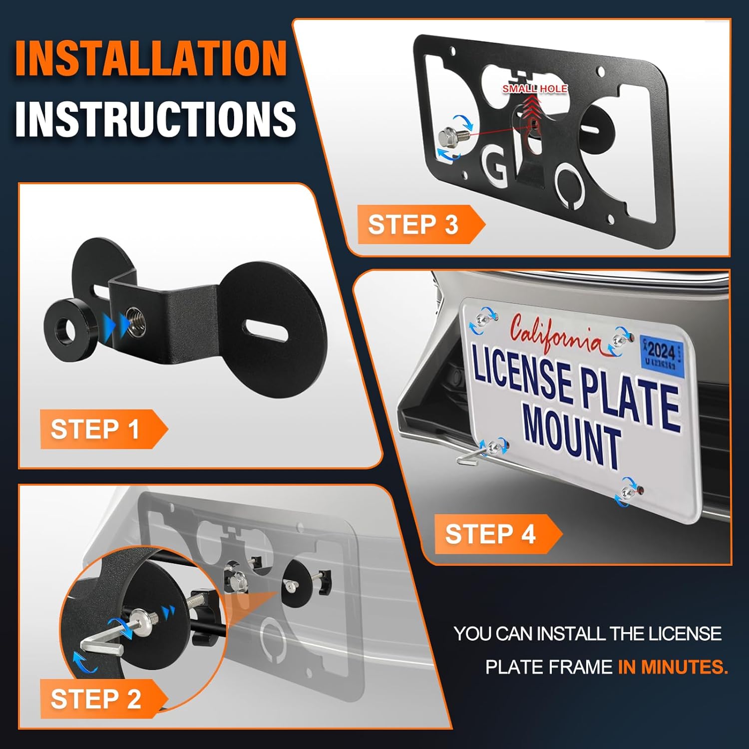 No Drill Anti-Theft Front Bumper License Plate Bracket Mount Kit-Grille Mount Compatible with Chevrolet Corvette Stingray C6 2005-2013,Tow Hook License Plate Frame Holder,Installs in Seconds