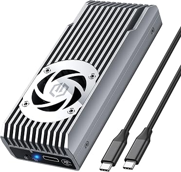 GRAUGEAR M.2 External [20Gbps] Enclosure for NVMe PCIe 4X M2 2280 SSD, USB3.2 Gen2x2, USB-C 20Gbps Cable, M-Key, Active Fan Cooling, Read-Only