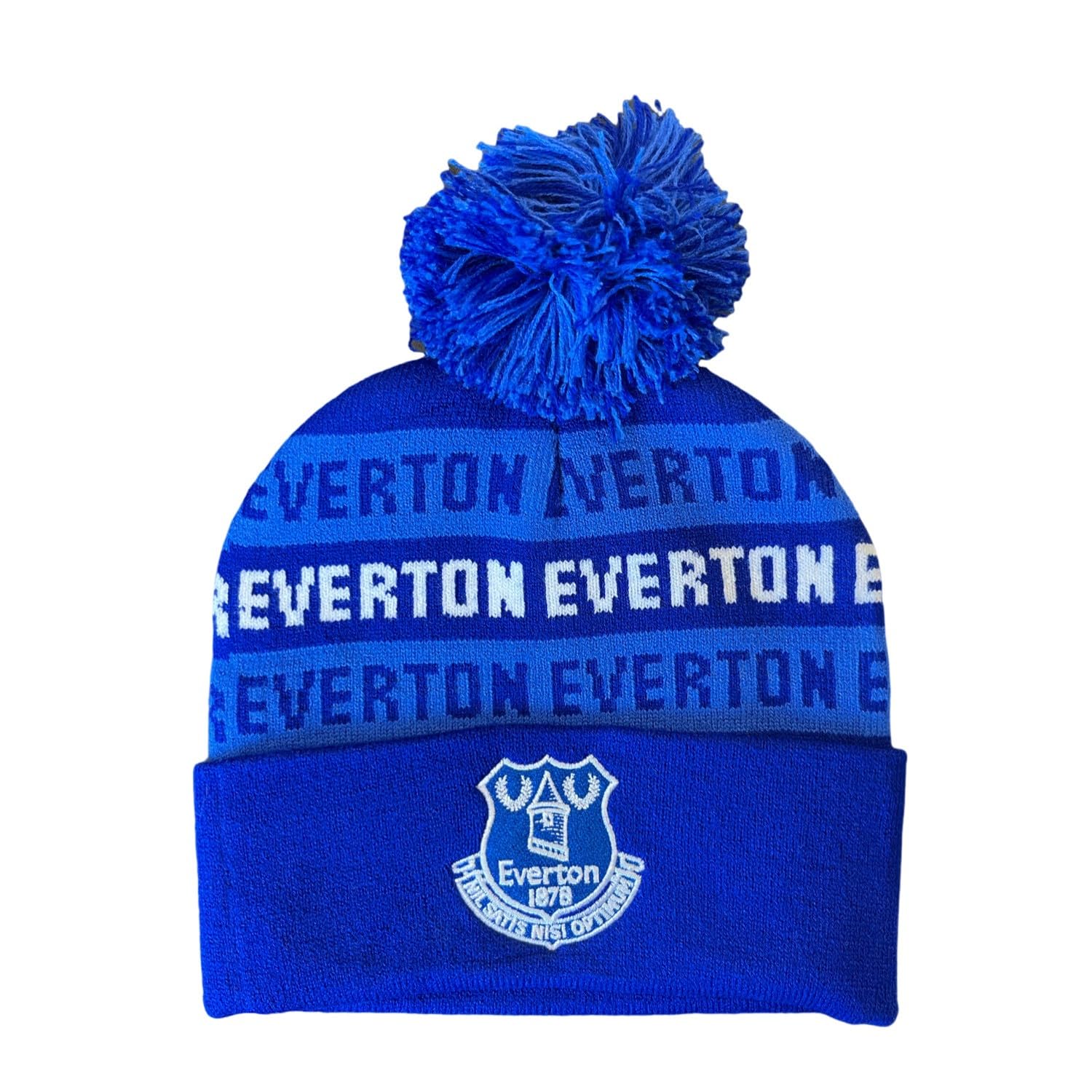 Everton Unisex Royal Blue Official Text Repeat Junior Bobble Hat,