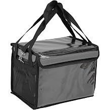 plplaaoo Insulated Food Delivery Bag Commercial Oxford Cloth Reusable with Hook Loop Fastener Reflective Strip Inner Frame Bottom Plate for Food Delivery Catering 32L