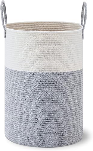 Miniatura 9 de VIPOSCO Cesta de lavandería grande, cesta de almacenamiento de cuerda tejida alta para mantas, juguetes, ropa sucia en la sala de estar, baño,