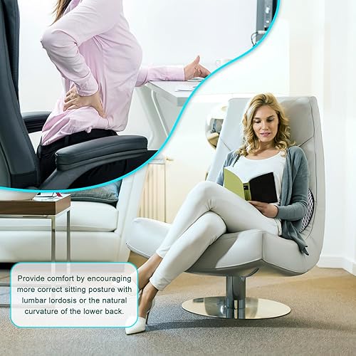 Miniatura 6 de Almohada lumbar, almohada de apoyo de espalda de espuma viscoelástica para aliviar el dolor, almohada ergonómica de apoyo lumbar para silla de