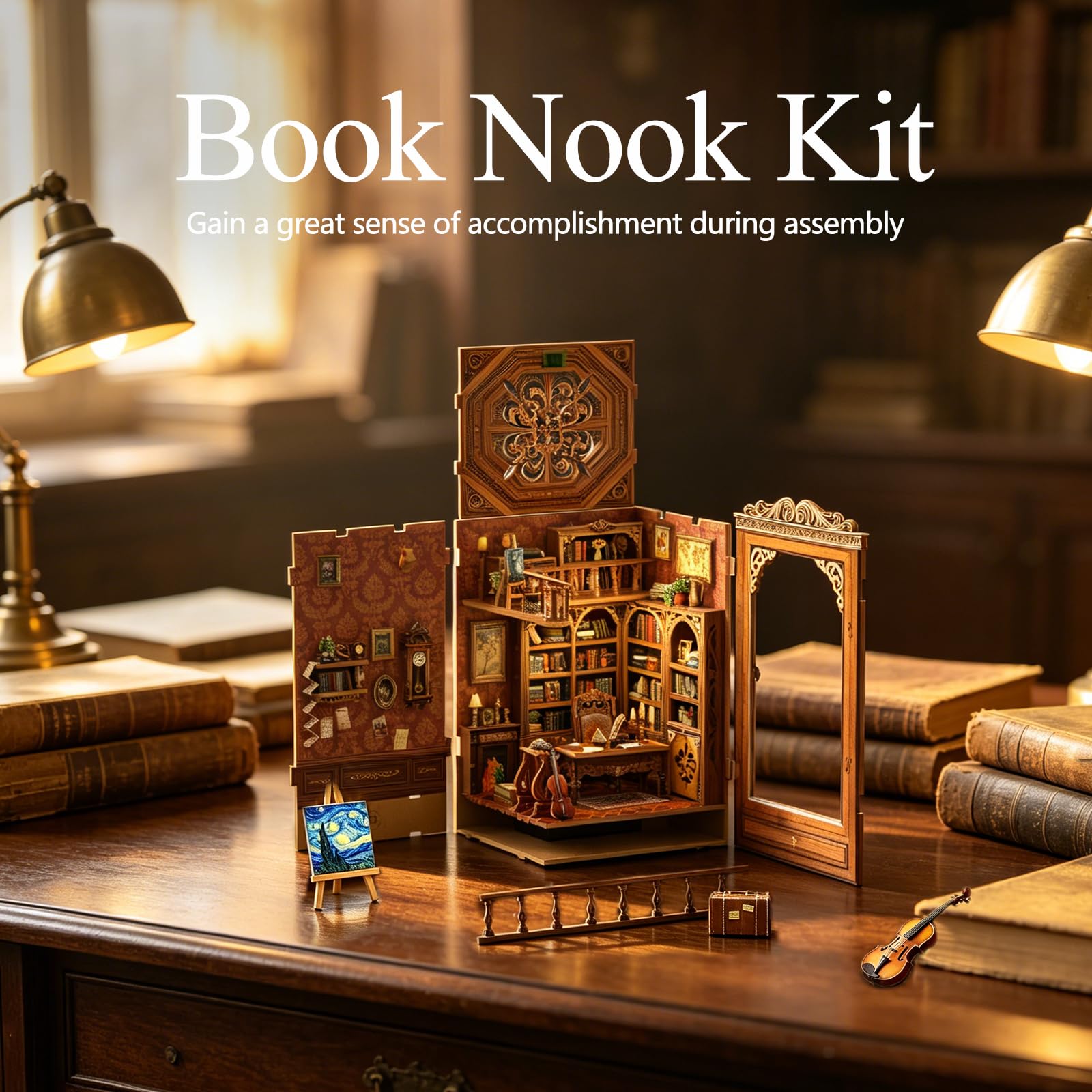 Amazon.com: STRUCWOOD Book Nook Kit Vintage Library 3D Wooden