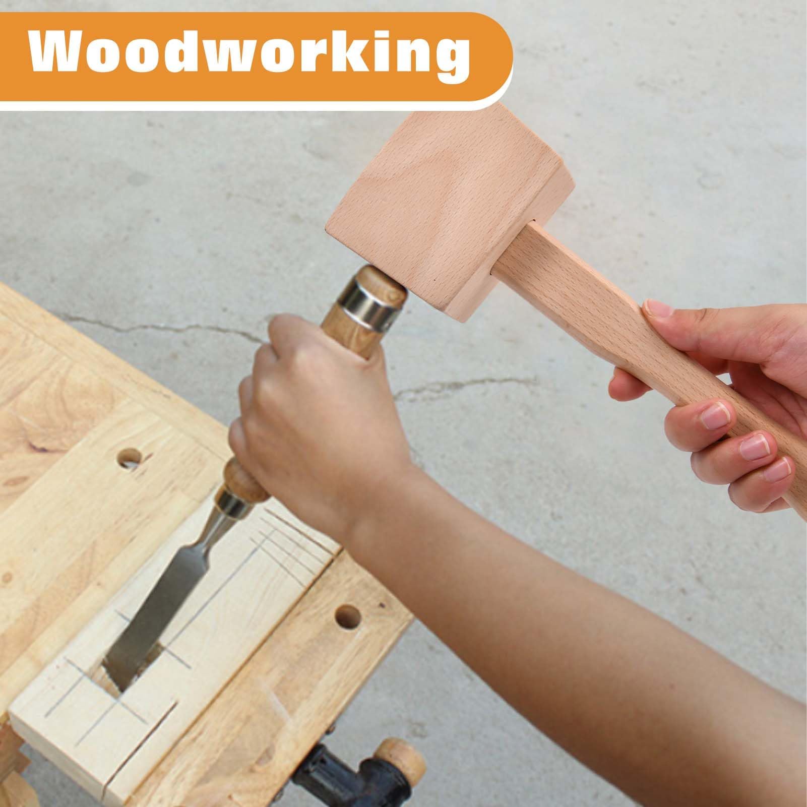 LEONTOOL Wooden Mallet 9.5" Manual Ice Hammer Ice Crushers for Home Use Solid Beech Wood Mallet Wood Hammer Carpenter Hand Tool Kitchen Accessory for Woodworking Leather Work - Image 2